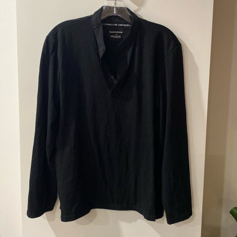 PORSCHE DESIGN van laack Lufthansa black long sleeve Henley sleep top S
